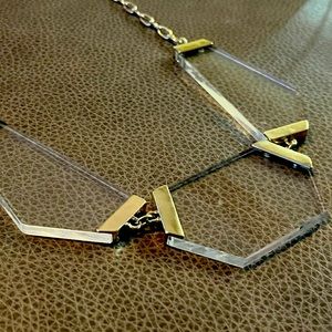 NY&Co Acrylic Statement Necklace - Silver and Gold tone settings